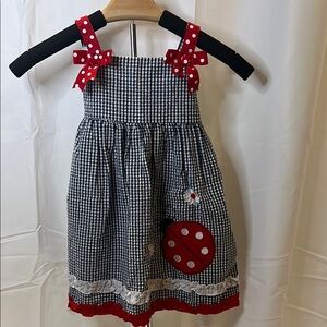 Rare Editions Black and White Gingham Dress with Red Accents